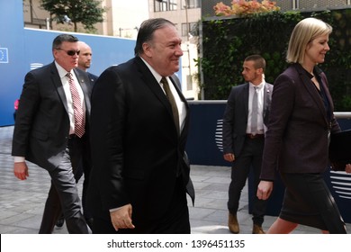 Brussels, Belgium. 13th May 2019.  US Secretary Of State Mike Pompeo Arrives For A Meeting With European Foreign Affairs Ministers.