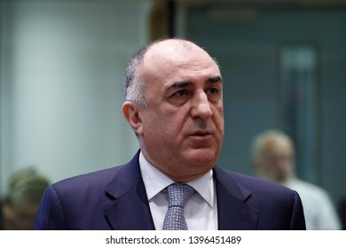 Brussels, Belgium. 13th May 2019. Minister of Foreign Affairs of Azerbaijan Elmar Mammadyarov attends in  a meeting of EU foreign ministers and Eastern Partnership nations at the Europa building.
