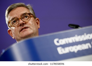 Brussels, Belgium. 13th Sept. 2018.EU Commissioner Julian King Holds A Press Conference On Countering Terrorism Online And Offline. 