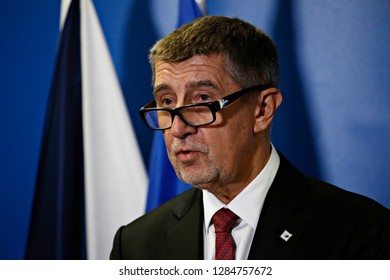 Brussels, Belgium. 14th Dec. 2018. Prime Minister of Czech, Andrej Babis  speaks during a press conference following the EU leaders summit.
