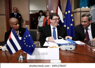  Brussels, Belgium, 15 May 2018.Head of European Union (EU) diplomacy, Federica Mogherini , meets with Cuban Foreign Minister Bruno Rodriguez. 