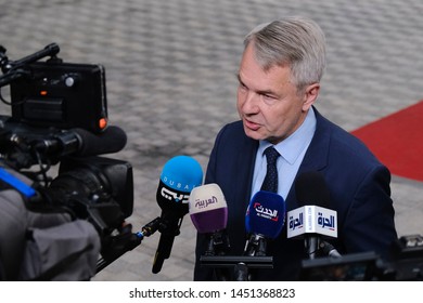 Brussels, Belgium, 15th July 2019. Finnish Foreign Minister Pekka Haavisto Attends In An European Union Foreign Affairs Council Meeting.