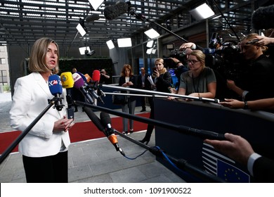 Brussels, Belgium. 15th May 2018. High Representative Of The Union For Foreign Affairs And Security Policy Federica Mogherini Arrives At A Meeting On Iran Nuclear Deal. 