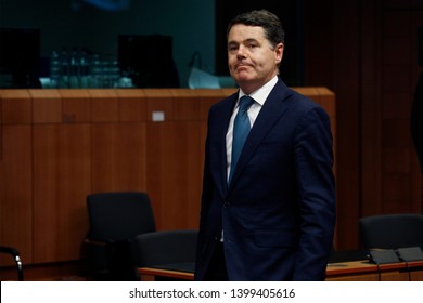 Brussels, Belgium. 16th May 2019. Finance Minister Of Ireland Paschal Donohoe Arrives To Attend In The Eurogroup Finance Ministers' Meeting. 