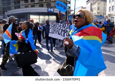 Brussels, Belgium. 17th September 2019. People Hold Signs And Shout Slogans As They Protest The State Visit Of President Of The Democratic Republic Of Congo Felix Tshisekedi.