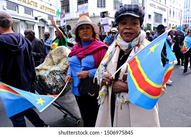 Brussels, Belgium. 17th September 2019. People Hold Signs And Shout Slogans As They Protest The State Visit Of President Of The Democratic Republic Of Congo Felix Tshisekedi.