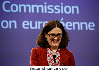 Brussels, Belgium. 18th January 2019. Press Statement By European Commissioner Cecilia MALMSTRÖM On Trade Relations With The US At The EU Headquarters.  