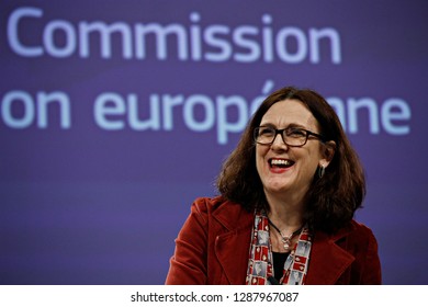 Brussels, Belgium. 18th January 2019. Press Statement By European Commissioner Cecilia MALMSTRÖM On Trade Relations With The US At The EU Headquarters.  