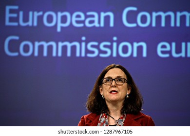 Brussels, Belgium. 18th January 2019. Press Statement By European Commissioner Cecilia MALMSTRÖM On Trade Relations With The US At The EU Headquarters.  