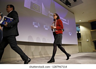 Brussels, Belgium. 18th January 2019. Press Statement By European Commissioner Cecilia MALMSTRÖM On Trade Relations With The US At The EU Headquarters.  