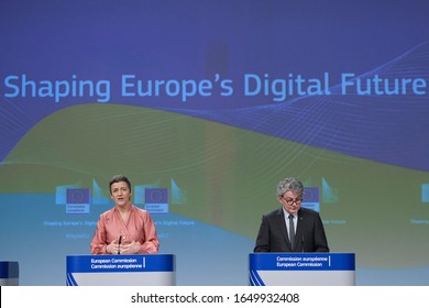 Brussels, Belgium. 19th February 2020. EU Commissioner For Internal Market Thierry Breton Addresses A Press Conference On Artificial Intelligence (AI) 