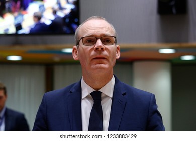 Brussels, Belgium. 19th November 2018. Ireland's Foreign And Trade Minister Simon Coveney Attends An EU's General Affairs Council. 