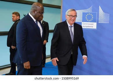 Brussels, Belgium. 19th Sep. 2019. Congo's President Felix Tshisekedi Is Welcomed By European Commission President Jean Claude Juncker, During An Official Visit.