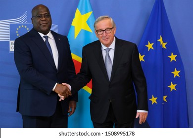 Brussels, Belgium. 19th Sep. 2019. Congo's President Felix Tshisekedi Is Welcomed By European Commission President Jean Claude Juncker, During An Official Visit.