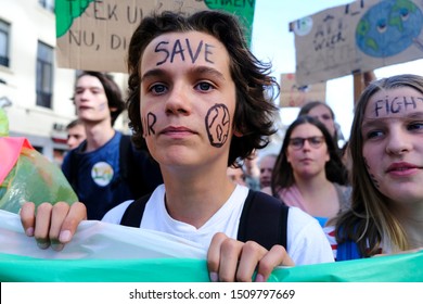 Brussels, Belgium. 20th September 2019.  Environmental Activists Take Part In The Climate Strike Protest Calling For Action On Climate Change.