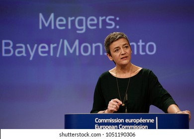 Brussels, Belgium. 21st March 2018. European Competition Commissioner Margrethe Vestager Holds A News Conference At The EU Commission's Headquarters. 