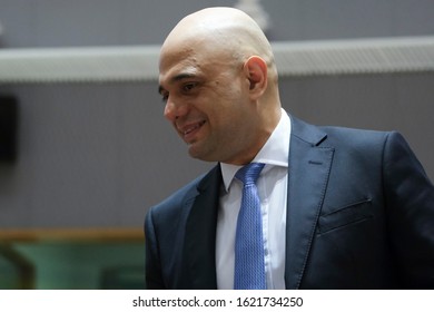 Brussels, Belgium. 21th January 2020. British Chancellor Of The Exchequer Sajid Javid  Attends A Finance Ministers' Economic And Financial Affairs Council (ECOFIN) Meeting.