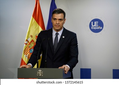 Brussels, Belgium. 22nd Mar. 2019. Spanish Prime Minister Pedro Sanchez Speaks During A Press Conference Following The EU Leaders Summit.