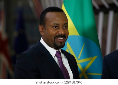 Brussels, Belgium. 24th January 2019. President Of The European Council, Donald Tusk Welcomes Pabiy Ahmed, Prime Minister Of Ethiopia Prior To A Meeting.  