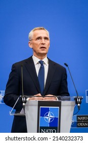 BRUSSELS, BELGIUM. 24th March 2022. Jens Stoltenberg, NATO Secretary General, During NATO Extraordinary Summit.