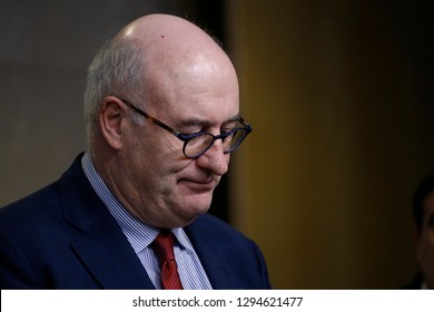 Brussels, Belgium. 25th January 2019. European  Commissioner For Agriculture Phil Hogan Holds A News Conference. 