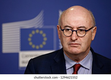 Brussels, Belgium. 25th January 2019. European  Commissioner For Agriculture Phil Hogan Holds A News Conference. 