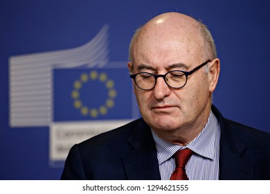 Brussels, Belgium. 25th January 2019. European  Commissioner For Agriculture Phil Hogan Holds A News Conference. 