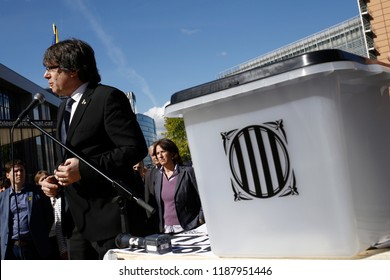 Brussels, Belgium. 25th Sep. 2018.Former President Of The Generalitat Of Catalonia, Carles Puigdemont Attends In A Protest Of Support Arrested Members Of Former Catalan Government