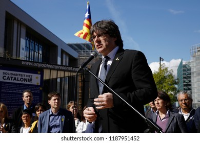 Brussels, Belgium. 25th Sep. 2018.Former President Of The Generalitat Of Catalonia, Carles Puigdemont Attends In A Protest Of Support Arrested Members Of Former Catalan Government