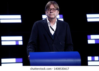 Brussels, Belgium. 26th May 2019. ALDE Lawmaker Guy Verhofstadt Speaks During The Final Estimation Of The Results Of The EU Parliament Election