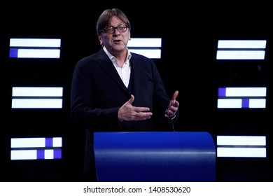 Brussels, Belgium. 26th May 2019. ALDE Lawmaker Guy Verhofstadt Speaks During The Final Estimation Of The Results Of The EU Parliament Election