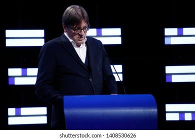 Brussels, Belgium. 26th May 2019. ALDE Lawmaker Guy Verhofstadt Speaks During The Final Estimation Of The Results Of The EU Parliament Election