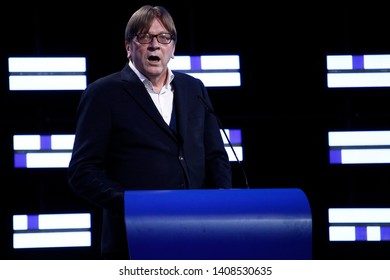 Brussels, Belgium. 26th May 2019. ALDE Lawmaker Guy Verhofstadt Speaks During The Final Estimation Of The Results Of The EU Parliament Election