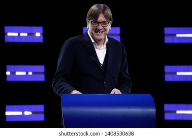 Brussels, Belgium. 26th May 2019. ALDE Lawmaker Guy Verhofstadt Speaks During The Final Estimation Of The Results Of The EU Parliament Election