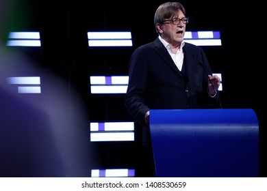 Brussels, Belgium. 26th May 2019. ALDE Lawmaker Guy Verhofstadt Speaks During The Final Estimation Of The Results Of The EU Parliament Election