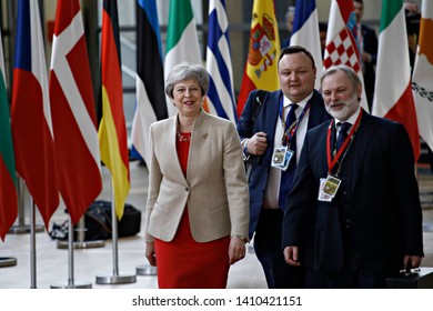 Brussels, Belgium. 28th May 2019. Britain's Prime Minister Theresa May arrives for a European Union (EU) summit at EU Headquarters.