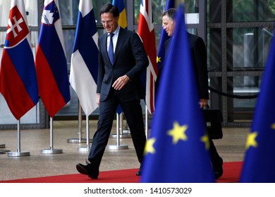 Brussels, Belgium. 28th May 2019. Prime Minister of Netherlands,  Mark Rutte arrives for a European Union (EU) summit at EU Headquarters.