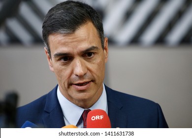 Brussels, Belgium. 28th May 2019. Spanish Prime Minister Pedro Sanchez  Arrives For A European Union (EU) Summit At EU Headquarters.