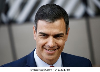 Brussels, Belgium. 28th May 2019. Spanish Prime Minister Pedro Sanchez  Arrives For A European Union (EU) Summit At EU Headquarters.