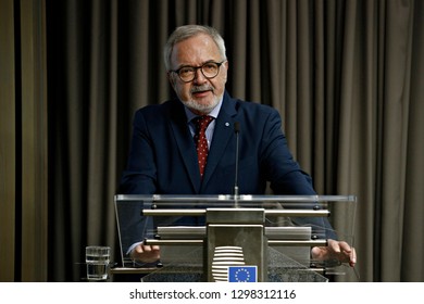 Brussels, Belgium. 29th January 2019.President Of The European Investisment Bank (EIB), Werner Hoyer, Speaks During The Annual Press Conference Of The EIB . 