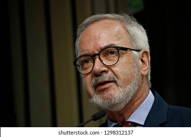 Brussels, Belgium. 29th January 2019.President Of The European Investisment Bank (EIB), Werner Hoyer, Speaks During The Annual Press Conference Of The EIB . 