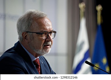 Brussels, Belgium. 29th January 2019.President Of The European Investisment Bank (EIB), Werner Hoyer, Speaks During The Annual Press Conference Of The EIB . 