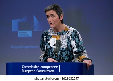 Brussels, Belgium. 29th January 2020. European Digital Economy Commissioner Margrethe Vestager  Communicates On The EU's 5G Plan.
