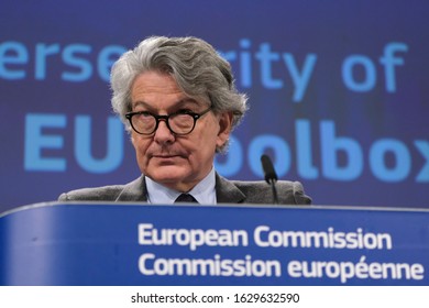 Brussels, Belgium. 29th January 2020. European Commissioner For The Internal Market Thierry Breton Communicates On The EU's 5G Plan.