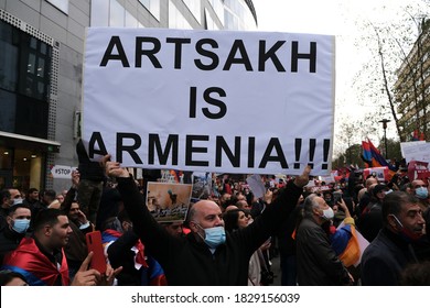 Brussels, Belgium. 7th October 2020. Thousands Of Members Of The Armenian Diaspora Participate In A Demonstration Against The Armed Conflict Over The Nagorno-Karabakh Region.