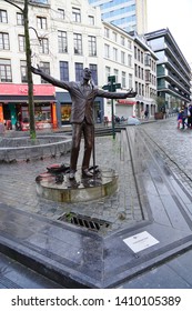 BRUSSELS, BELGIUM -9 FEB 2019- View of the Fondation Jacques Brel museum in downtown Brussels, Belgium, dedicated to famous Belgian singer Jacques Brel. 