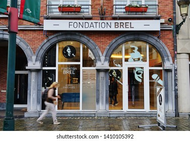 BRUSSELS, BELGIUM -9 FEB 2019- View of the Fondation Jacques Brel museum in downtown Brussels, Belgium, dedicated to famous Belgian singer Jacques Brel. 