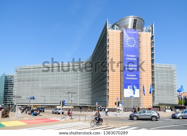 Brussels, Belgium - April 18, 2019: The Berlaymont\
building in the European Quarter houses the headquarters of the\
European Commission, the executive of the European Union (EU),\
since 1967.