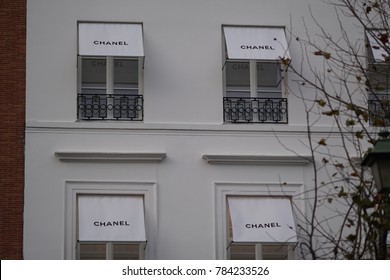 Brussels, Belgium - December 9, 2017: Chanel Store Windows. Chanel S.A. Is A French, Privately Held Company