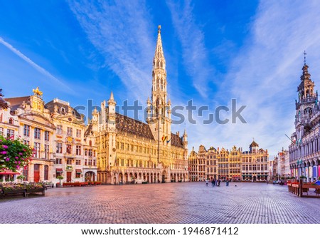 Brussels, Belgium. Grand Place. Market square surrounded by guild halls.